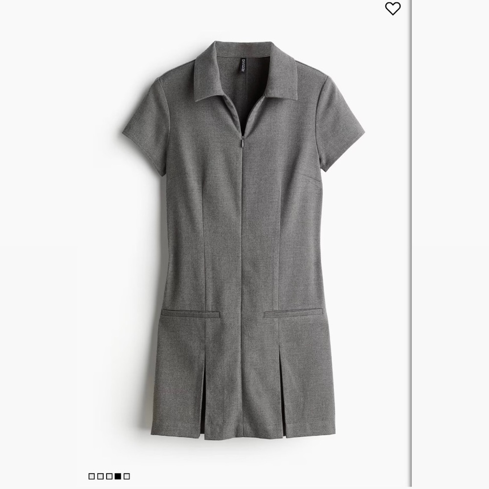 H&M Gray Zip-Front Dress with Collar